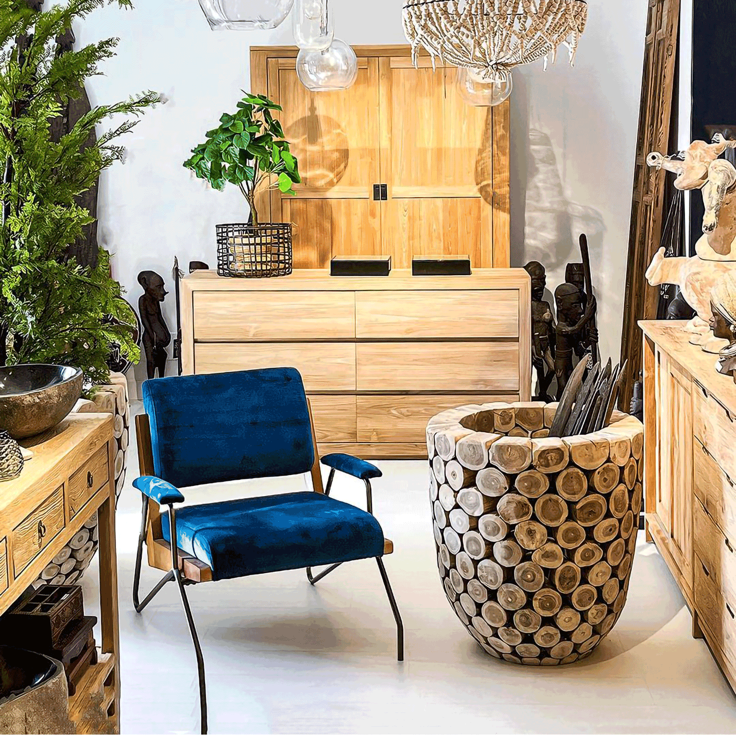 Vaso – legno di Teak – Dia.70×75